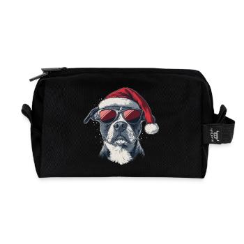 Noël de l’American Staffordshire Terrier - Trousse de toilette en tissu recyclé - noir - Devant