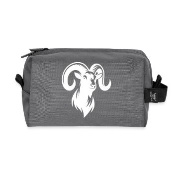 Bouc têtu avec d’énormes cornes - Trousse de toilette en tissu recyclé - anthracite - Devant
