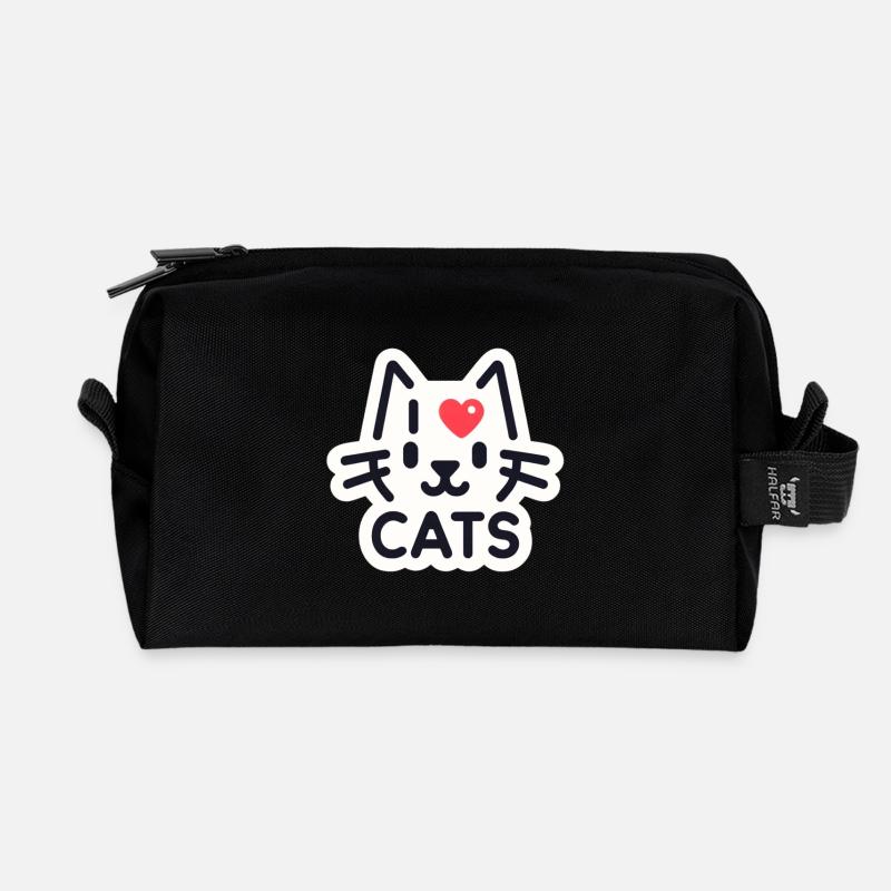 Charming cat love - Recycled Toiletry Zip Bag - black