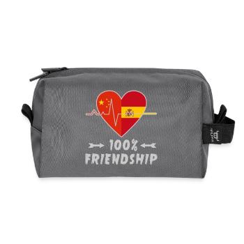 China and Spain 100% friendship - Recycled Toiletry Zip Bag - anthracite - Front