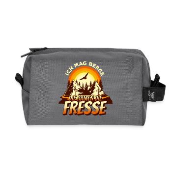I like mountains that keep their mouths shut Hiking motif - Recycled Toiletry Zip Bag - anthracite - Front