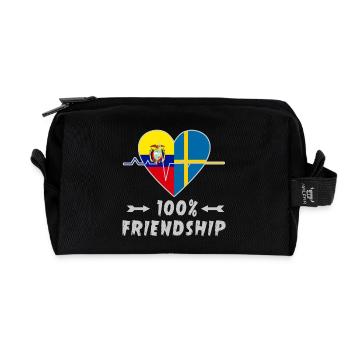 Ecuador und Schweden 100% Freundschaft - Recycelte Kulturtasche - Schwarz - Vorne