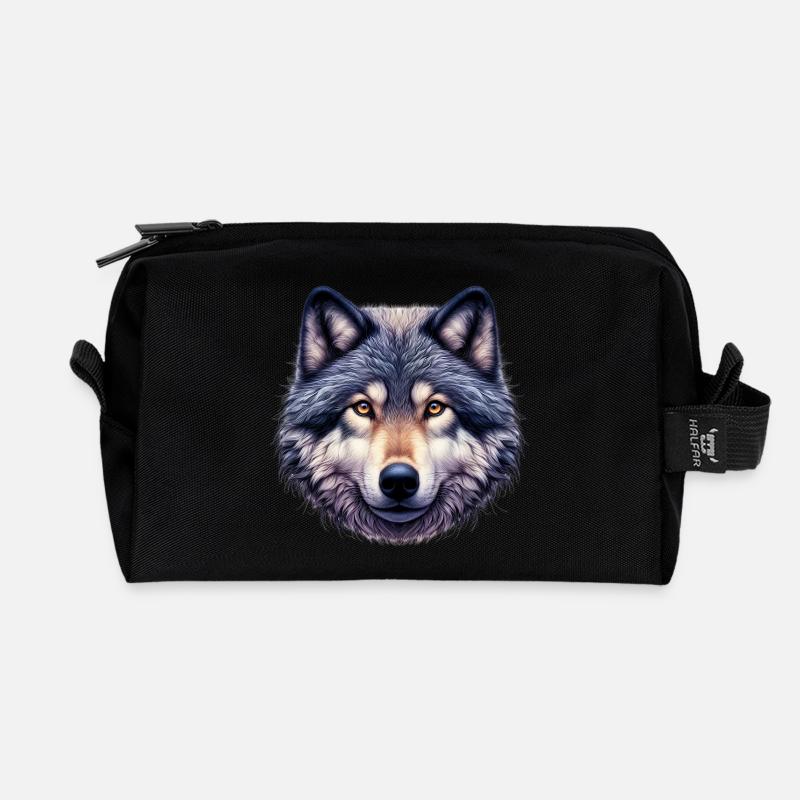 Wolf - Recycelte Kulturtasche - Schwarz