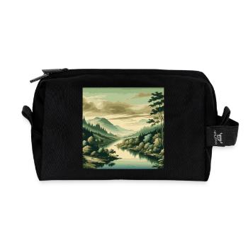River view with beautiful natural landscape - Recycled Toiletry Zip Bag - black - Front