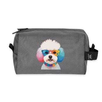 Bichon Frisé Hund Süße Bunte Brille - Recycelte Kulturtasche - Anthrazit - Vorne