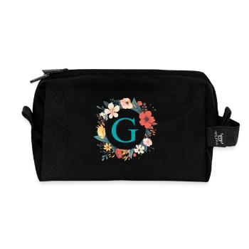 G Monogram, Couronne de fleurs, Personnalisable - Trousse de toilette en tissu recyclé - noir - Devant
