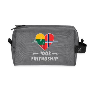 Lithuania and Norway 100% friendship - Recycled Toiletry Zip Bag - anthracite - Front