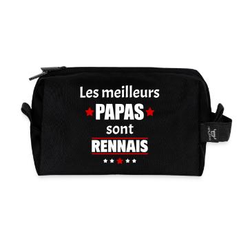 Les meilleurs papas sont rennais, fête des pères - Trousse de toilette en tissu recyclé - noir - Devant