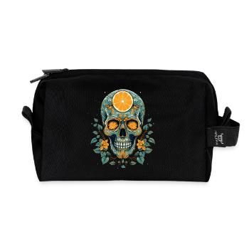 Skull and crossbones with lemon - Recycled Toiletry Zip Bag - black - Front