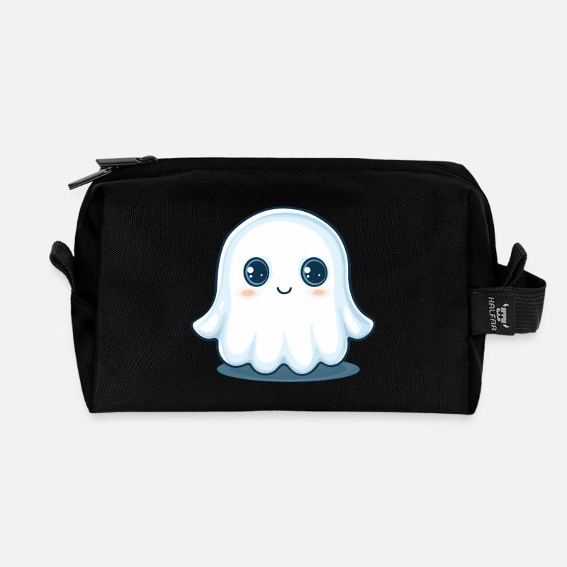 Cute Ghost - Recycled Toiletry Zip Bag - black