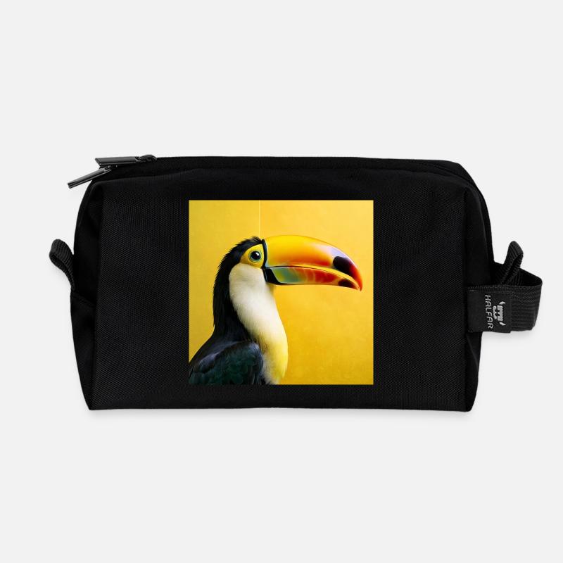 Tukan-Vogel auf tropischen gelben Hintergrundfarben - Recycelte Kulturtasche - Schwarz