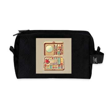 Vintage Make-up Palette Illustration - Recycelte Kulturtasche - Schwarz - Vorne