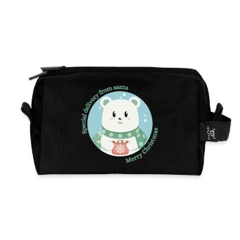 Special delivery from santa - Little Polar Bear - Recycled Toiletry Zip Bag - black - Front