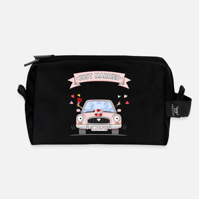 Just married Hochzeitsauto Rosa - Recycelte Kulturtasche - Schwarz