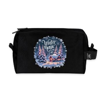 Winter Magic is in the Air – Winter Landscape - Recycled Toiletry Zip Bag - black - Front