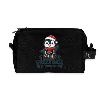 Salutations sympas au moment de Noël – Penguin - Trousse de toilette en tissu recyclé - noir - Devant
