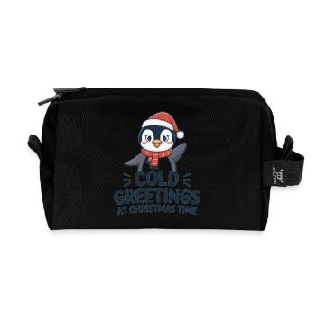 Salutations sympas au moment de Noël – Penguin - Trousse de toilette en tissu recyclé - noir - Devant