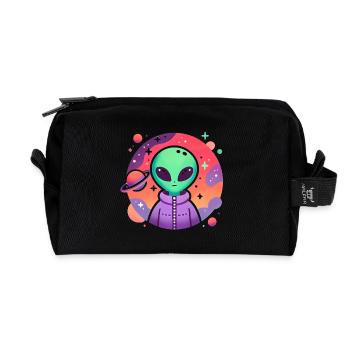 Alien Traveler Cosmic Art - Recycled Toiletry Zip Bag - black - Front