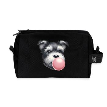 Terrier joueur avec chewing-gum - Trousse de toilette en tissu recyclé - noir - Devant
