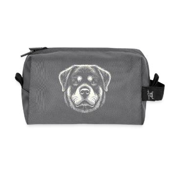 Rottweiler Kopf Tinte Illustration - Recycelte Kulturtasche - Anthrazit - Vorne