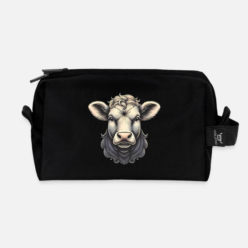Detaillierte Kuhkopf-Illustration - Recycelte Kulturtasche - Schwarz