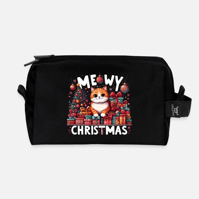 Meowy Weihnachten Katze orange witzig Geschenk - Recycelte Kulturtasche - Schwarz