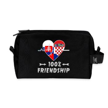 Slowakei und Kroatien 100% Freundschaft - Recycelte Kulturtasche - Schwarz - Vorne