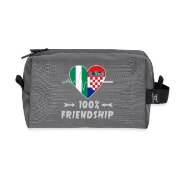 Nigeria and Croatia 100% friendship - Recycled Toiletry Zip Bag - anthracite - Front