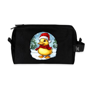 Duckling Christmas - Recycled Toiletry Zip Bag - black - Front