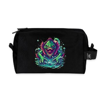 Aquatic Monster Deep Sea Horror - Recycled Toiletry Zip Bag - black - Front