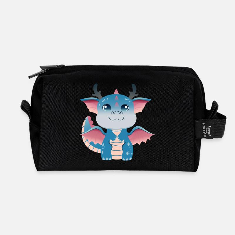 Azurblauer Drachenling-Amulett - Recycelte Kulturtasche - Schwarz