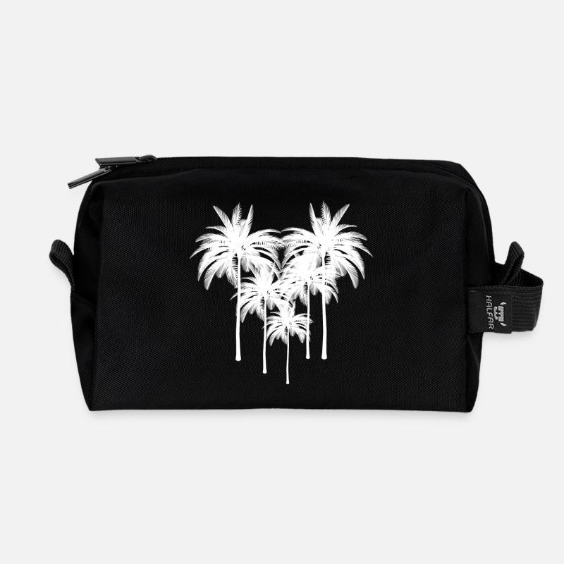 Palmen Silhouette im Nachtkontrast - Recycelte Kulturtasche - Schwarz
