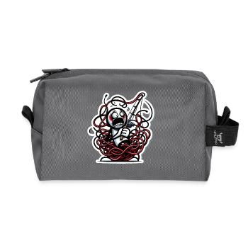 Funny Tangled Fishing Line Cartoon - Recycled Toiletry Zip Bag - anthracite - Front