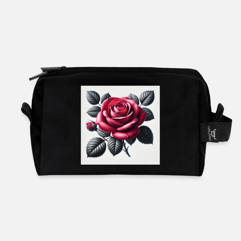 Rote Rose - Recycelte Kulturtasche - Schwarz