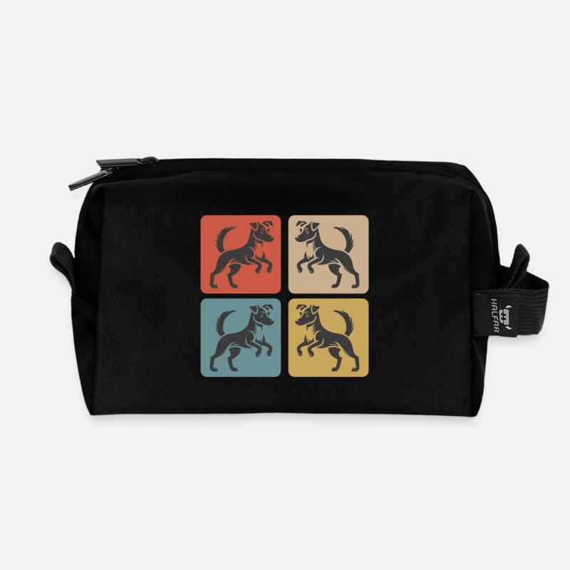 Jack Russell Terrier Design - Recycelte Kulturtasche - Schwarz
