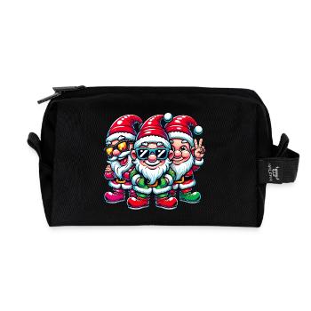 Ill Be Gnome for Christmas Design - Recycled Toiletry Zip Bag - black - Front