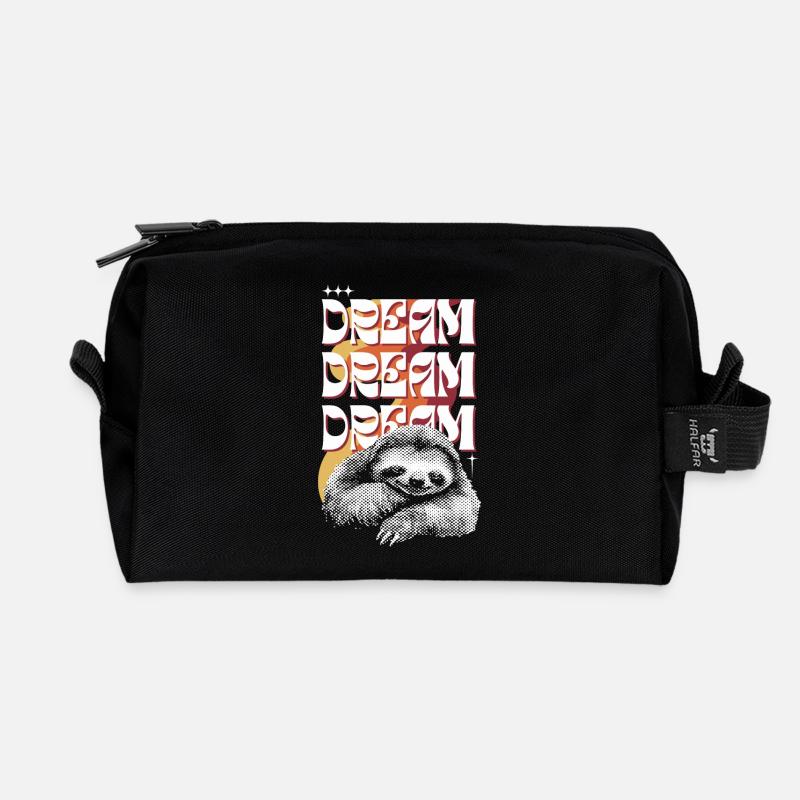 Träumerisches Faultier – Dream Dream Dream - Recycelte Kulturtasche - Schwarz