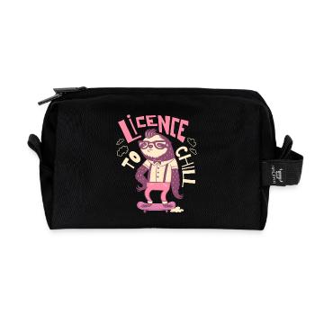 Lizenz zum Chillen – Vintage Faultier Style - Recycelte Kulturtasche - Schwarz - Vorne