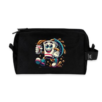Lustige Kaffeetasse Cartoon Splash - Recycelte Kulturtasche - Schwarz - Vorne