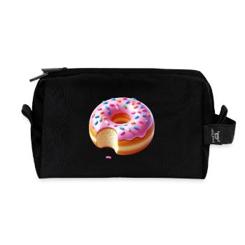 Zuckersüßer Pinkdonut mit Streuseln - Recycelte Kulturtasche - Schwarz - Vorne
