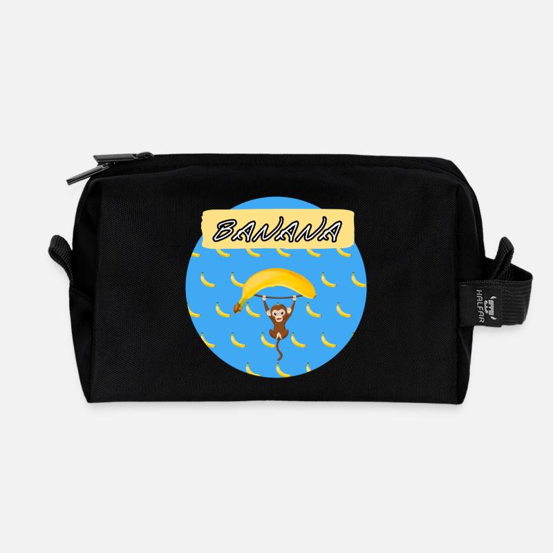 banana äffchen - Recycelte Kulturtasche - Schwarz