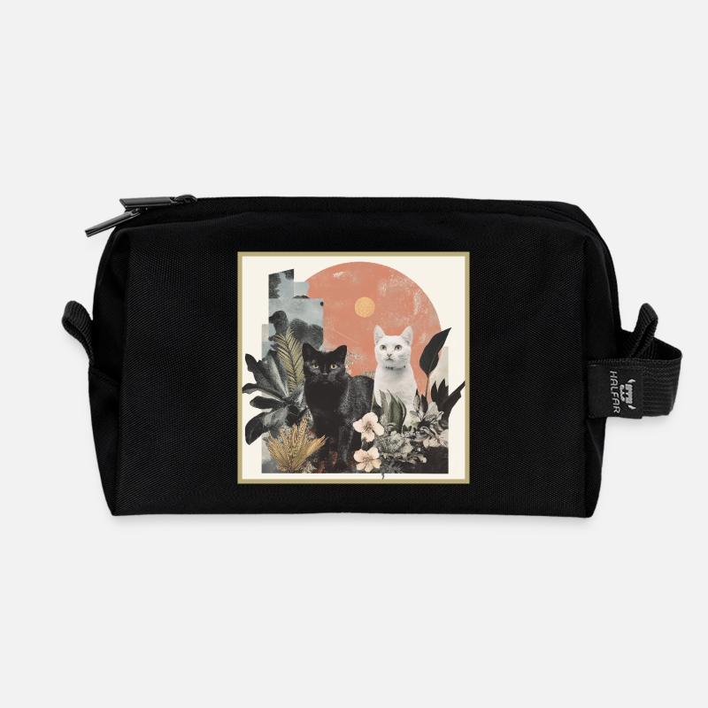 collage de chats - Trousse de toilette en tissu recyclé - noir