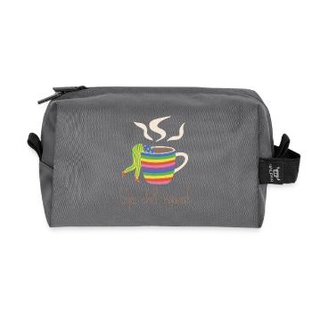 Sip, chill, repead - Regenbogen-Kaffee-Liebhaber - Recycelte Kulturtasche - Anthrazit - Vorne