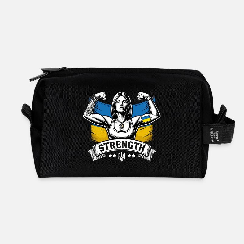 Stärke starke Frau Ukrainerin Geschenk - Recycelte Kulturtasche - Schwarz