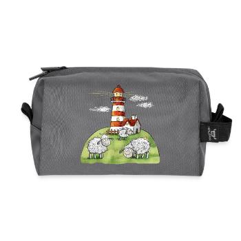 Leuchtturm und Schafe I Nordsee Ostsee Küste - Recycelte Kulturtasche - Anthrazit - Vorne