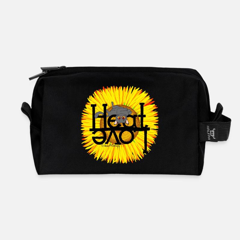 Sommer-Katze Heat Love - Recycelte Kulturtasche - Schwarz