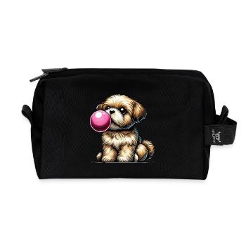 Verspielter Hund, der Kaugummi bläst - Recycelte Kulturtasche - Schwarz - Vorne