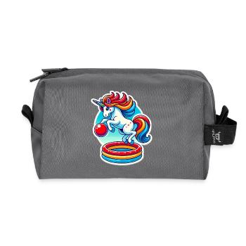 Colorful Unicorn Pool Bounce Fun - Recycled Toiletry Zip Bag - anthracite - Front