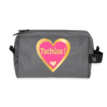 ABSCHIED TSCHÜSS SPRÜCHE - HERZ - Recycelte Kulturtasche - Anthrazit - Vorne