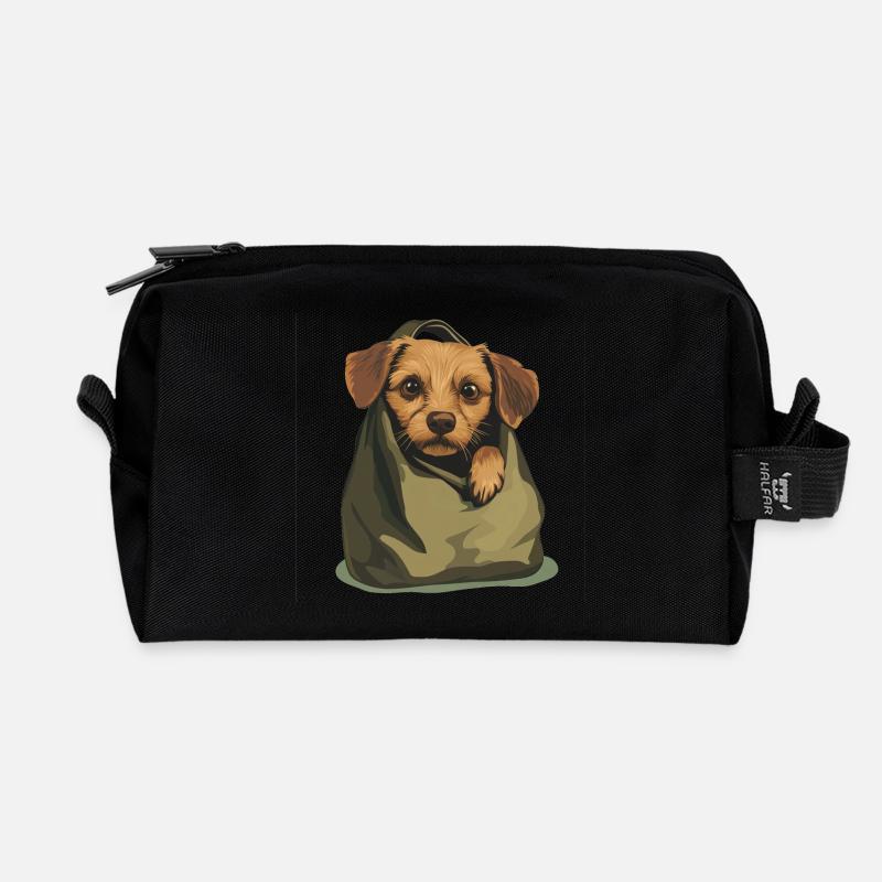 Puppy magic in your pocket - Recycled Toiletry Zip Bag - black